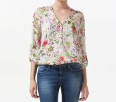 Camisa Chiffon Seda Floral